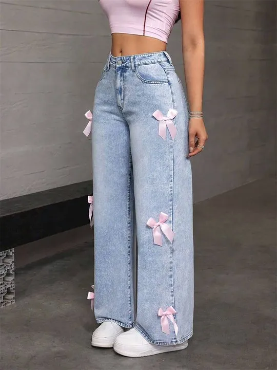 Bow Straight Leg Jeans