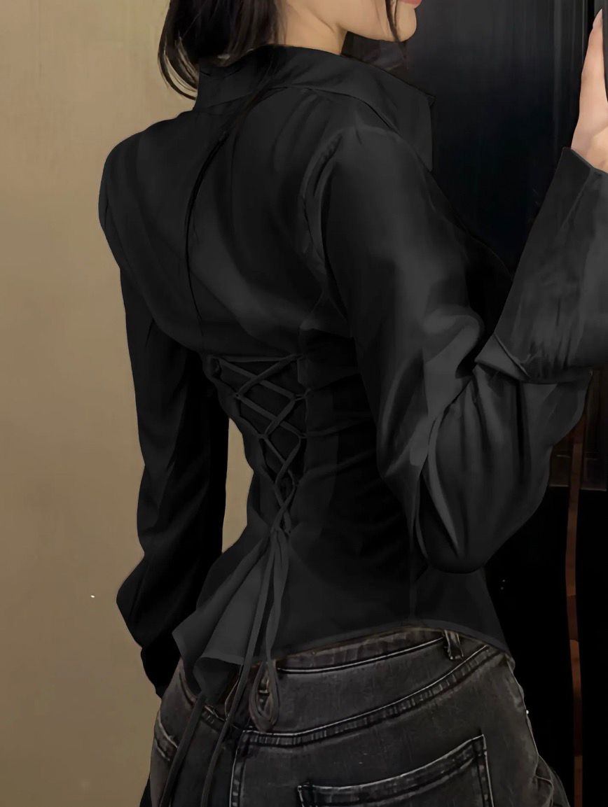 Lace up Placket Blouse